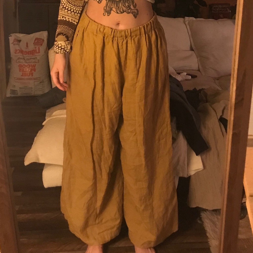 Not Perfect Linen yellow linen pants